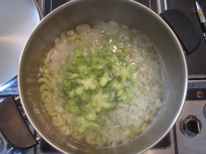 Cream of Broccoli Soup boiling veg