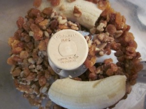 Hippie Hemp Cookies banana walnuts raisins in processor