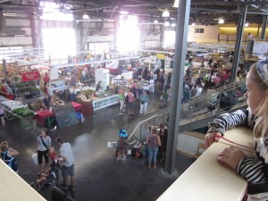 looking down at market