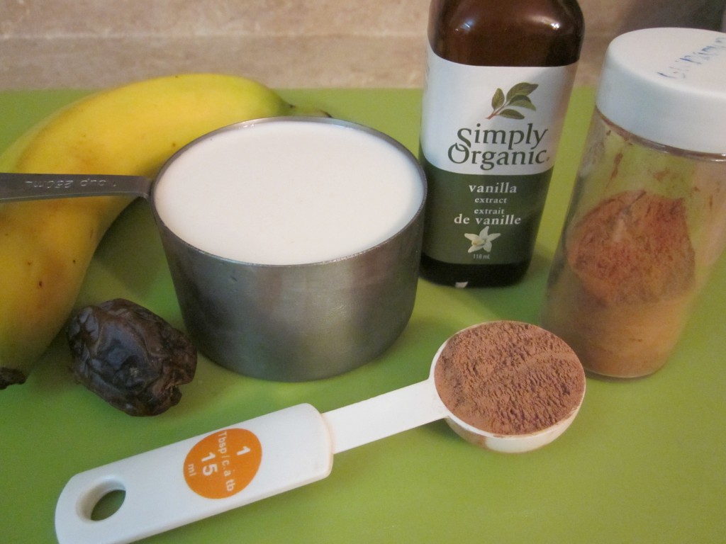 ChocoMonkey Smoothie ingredients