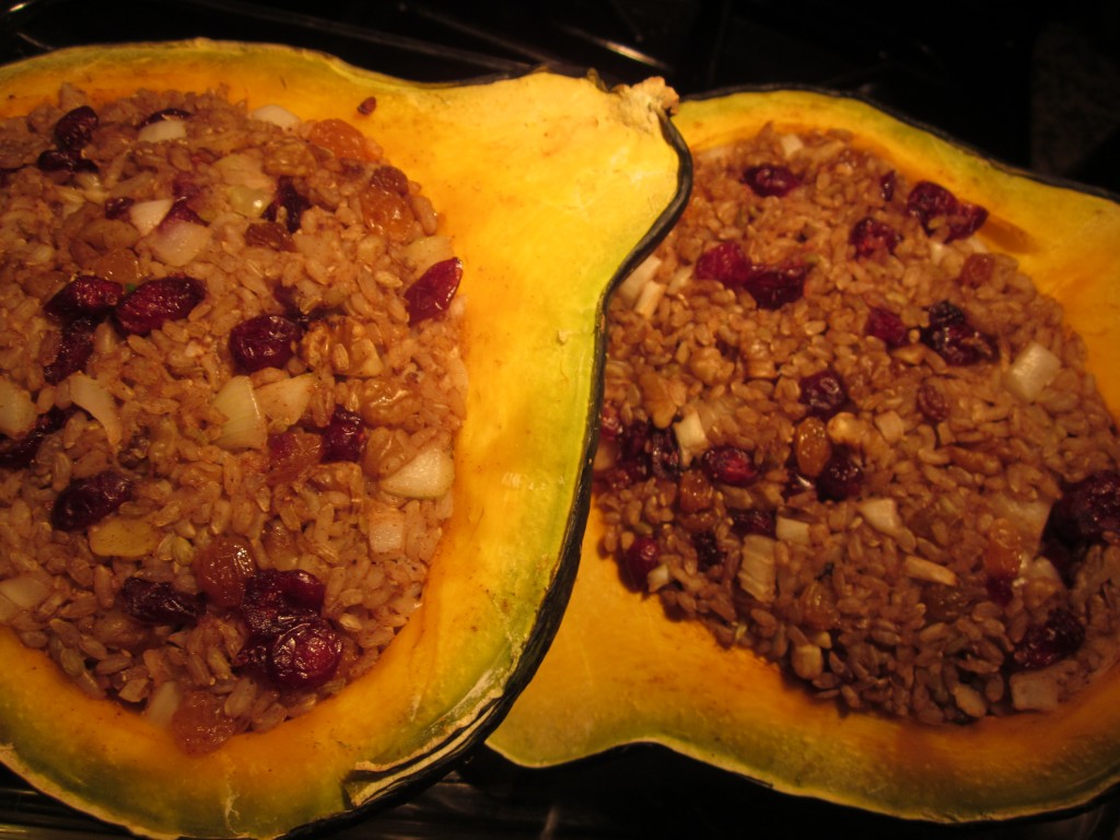 Cranberry Walnut Rice Stuffed Squash finished