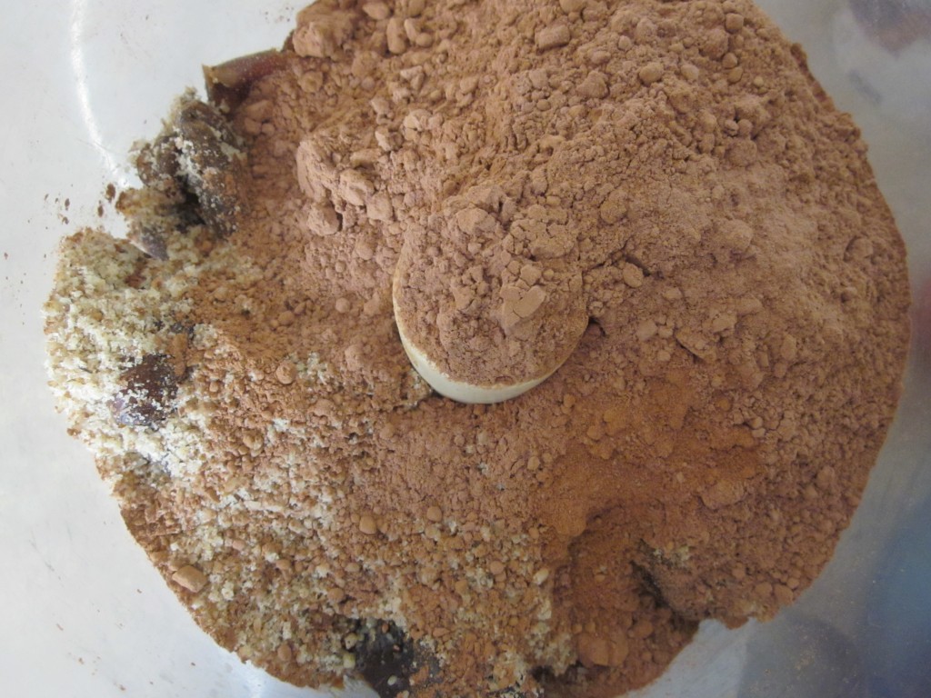Raw Brownies ingredients in the processor