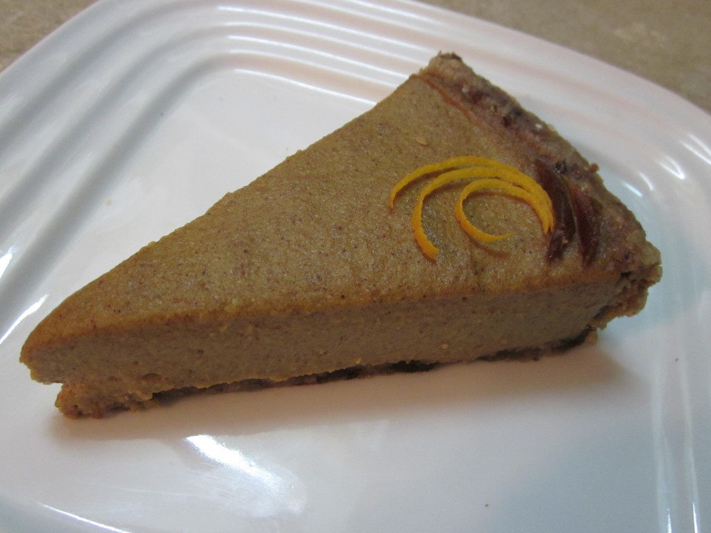 Slice of The Best Raw Pumpkin Pie