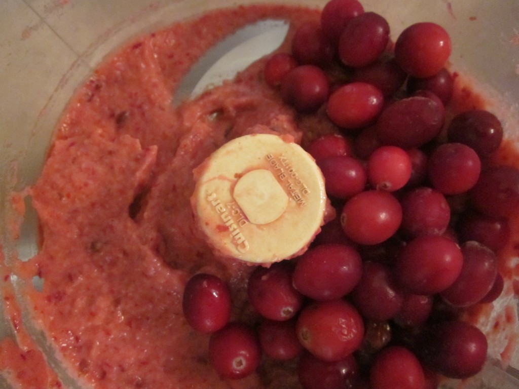 Raw Cranberry Sauce pulse chop in cranberries