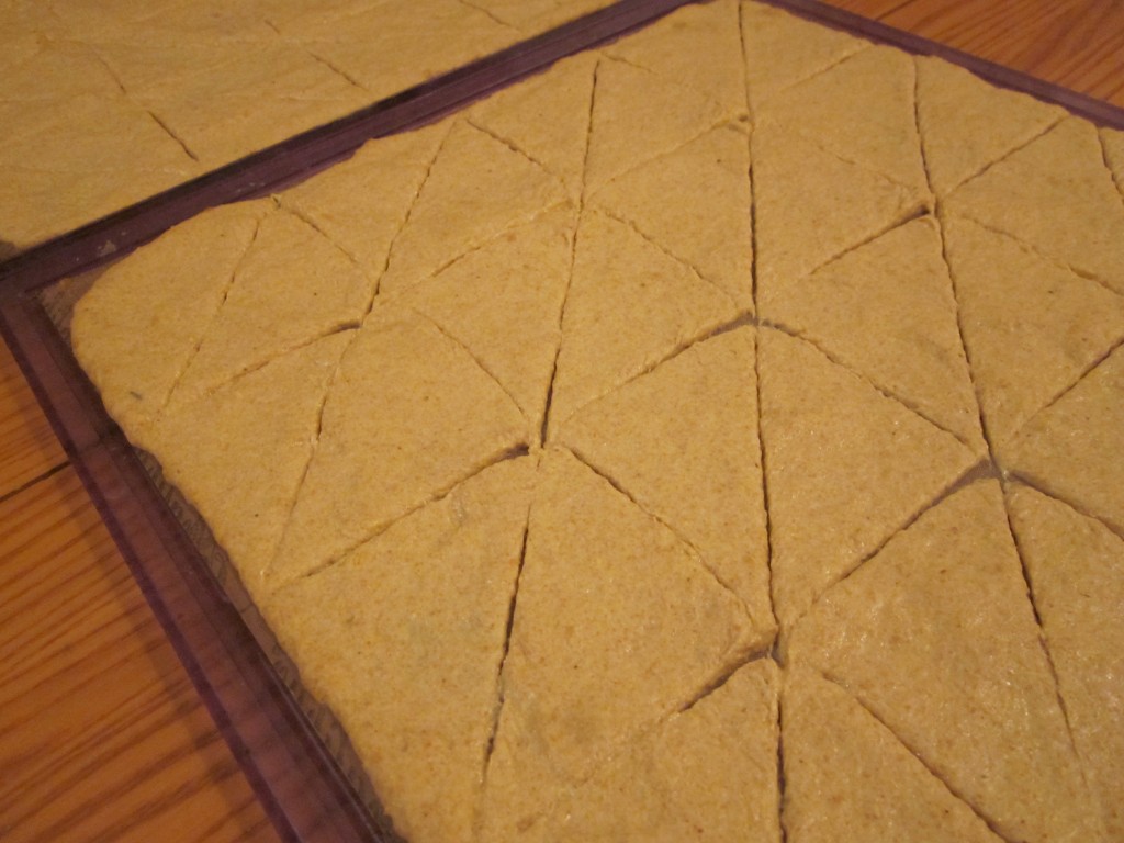 spreading the corn chips out on trays