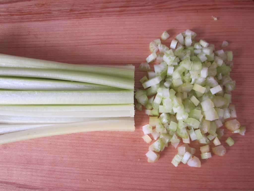 Vegan Neptune Salad Recipe chopping celery