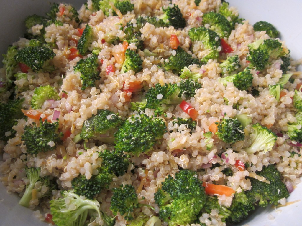 Broccoli Quinoa Salad Recipe mixed in bowl