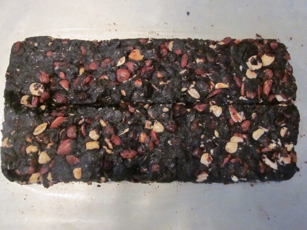 Raw Chocolate BarkRecipe 2  mixed and pressed into large bar