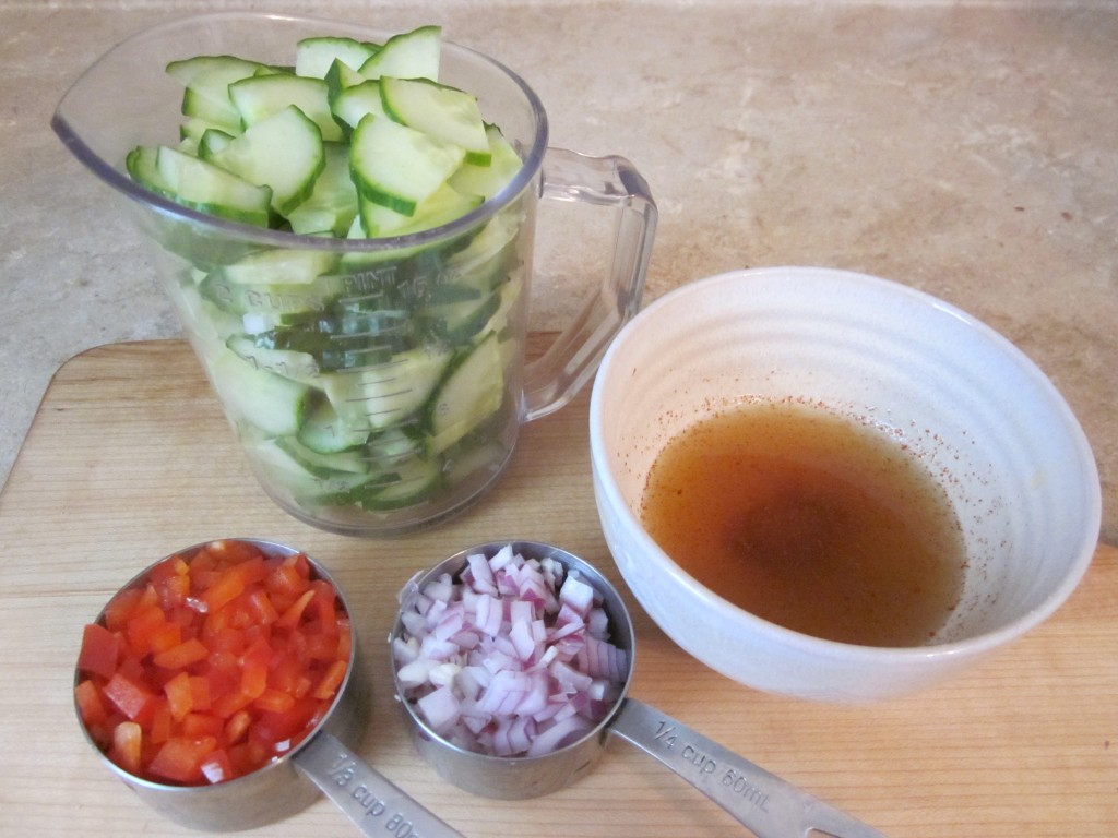 Cucumber Salad Recipe ingredients prepped