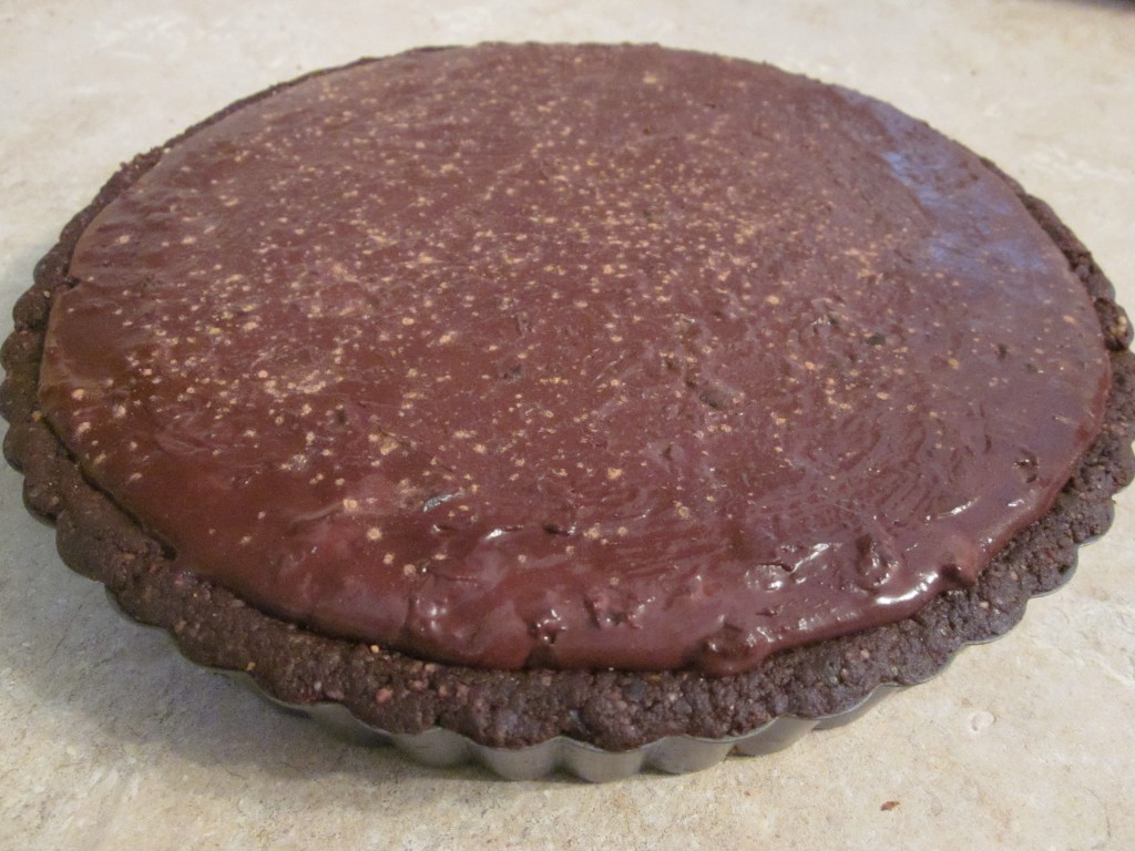 Black Forest Raw Chocolate Ganache Tart Recipe in pan