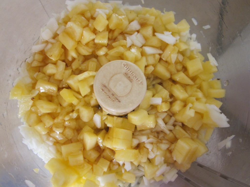 Pineapple Apple Upside Down Cake Recipe - pineapple in processor 