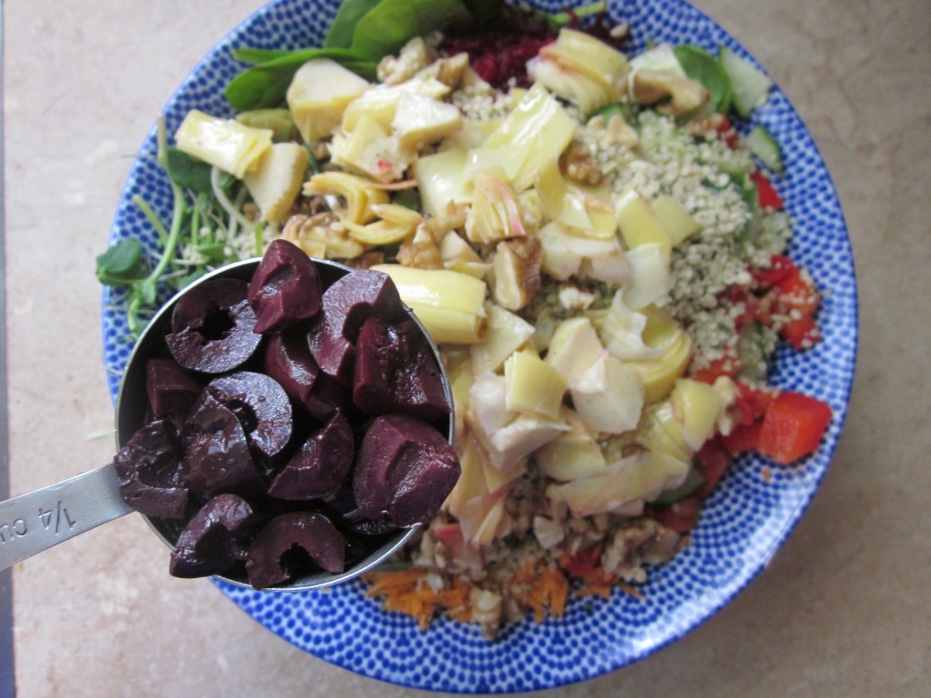 Goddess Layered Salad Recipe - add olives