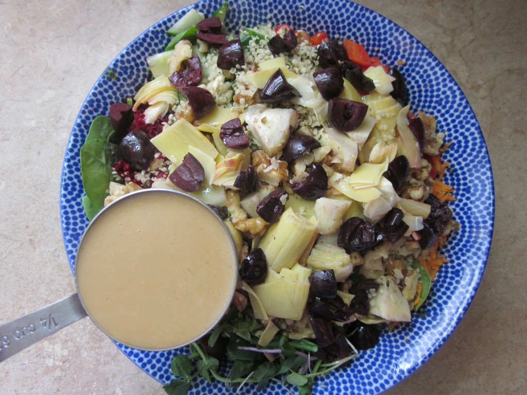 Goddess Layered Salad - adding  with Tahini Miso Dressing Recipe