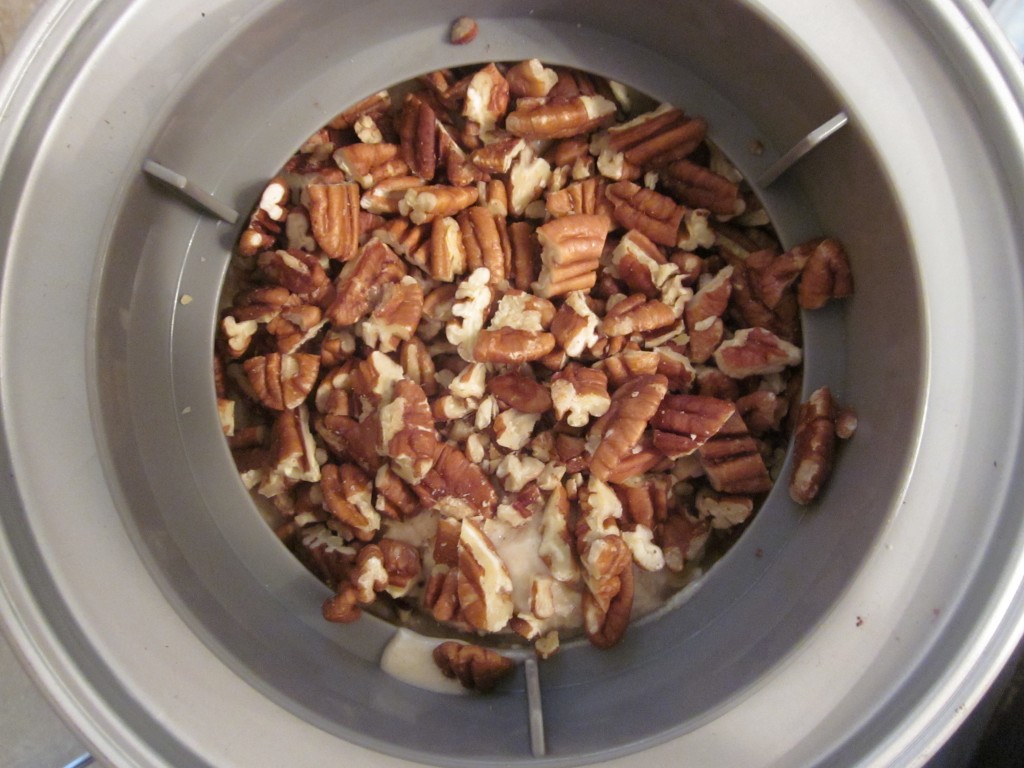 Maple Pecan Ice Cream Recipe pecans in ice cream maker