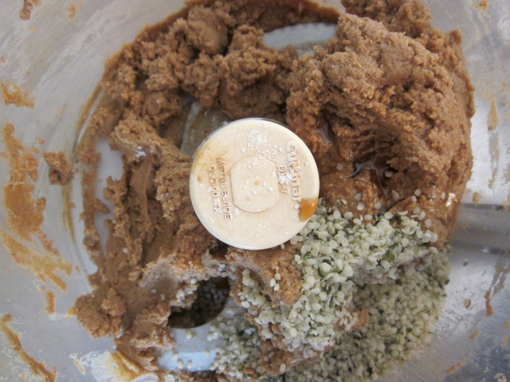 Protein Peanut Butter Cups Recipe - process filling  add hemp seeds
