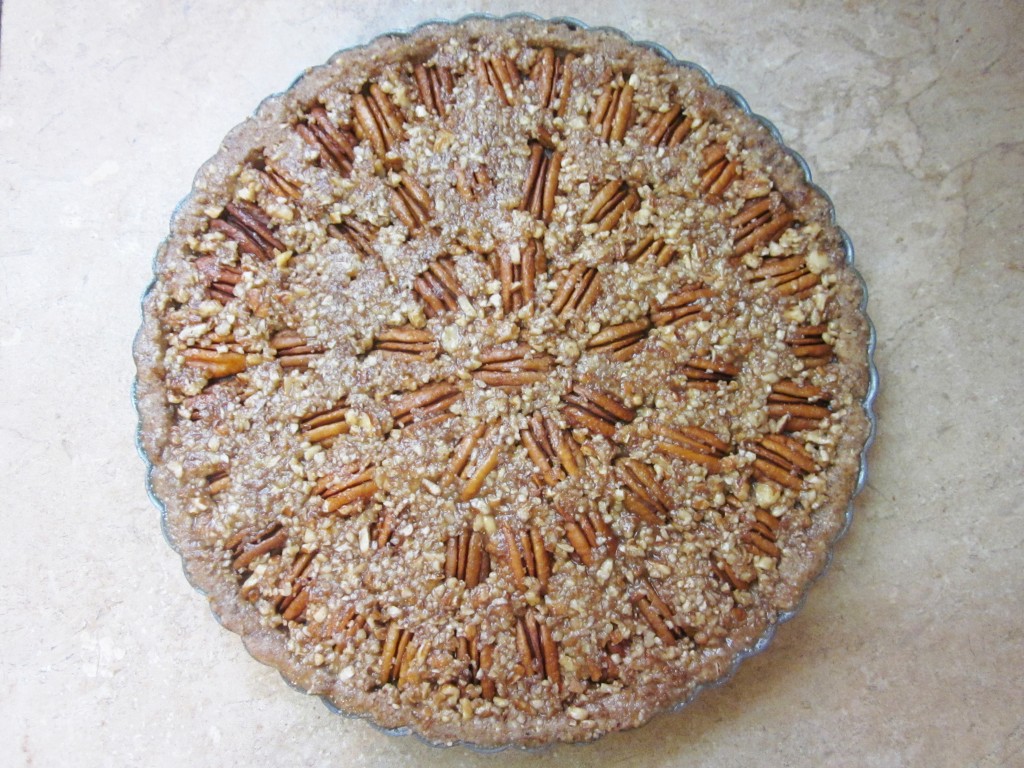 Raw Pecan Pie Recipe in pan