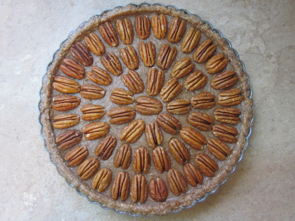 Raw Pecan Pie Recipe - pecans on top