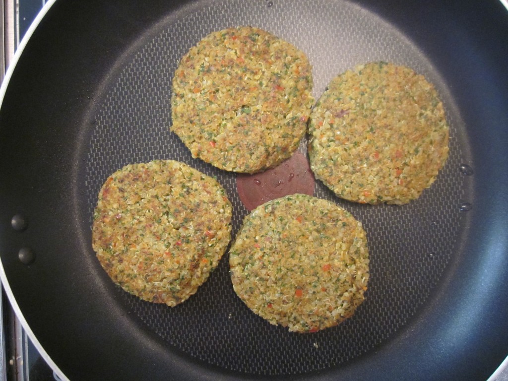 Quinoa Cakes Recipe cakes flipped in pan