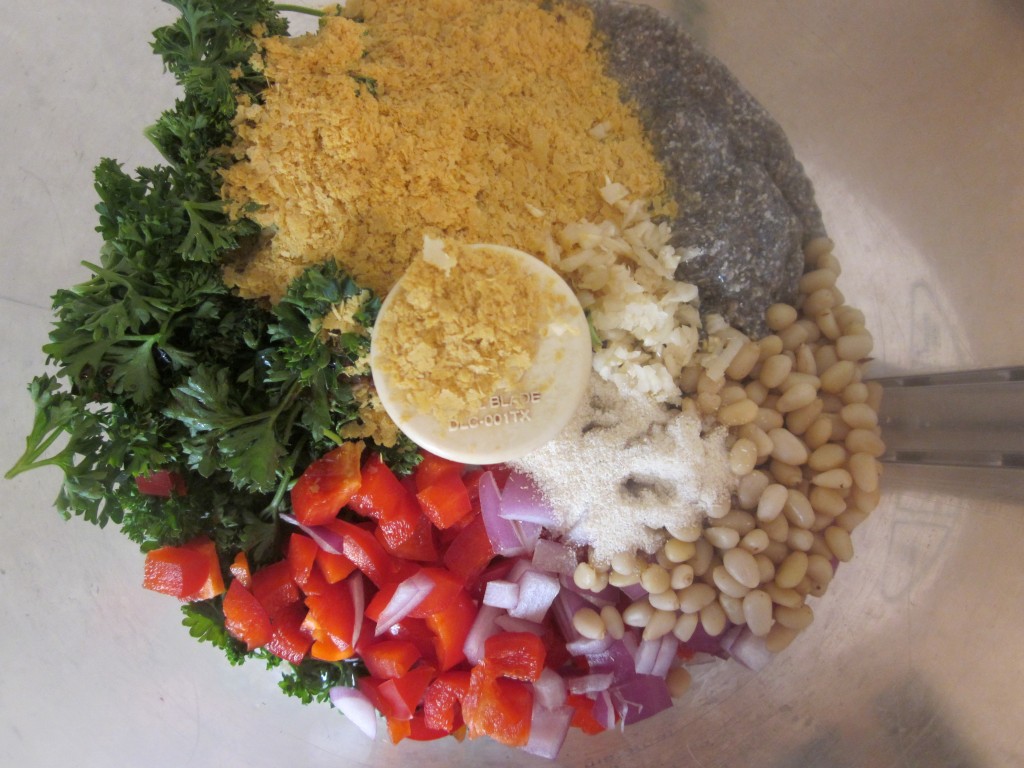 Quinoa Cakes Recipe ingredients in processor
