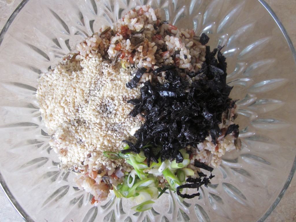 Brown Rice and Quinoa with Nori and Sesame Recipe - all ingredients in bowl
