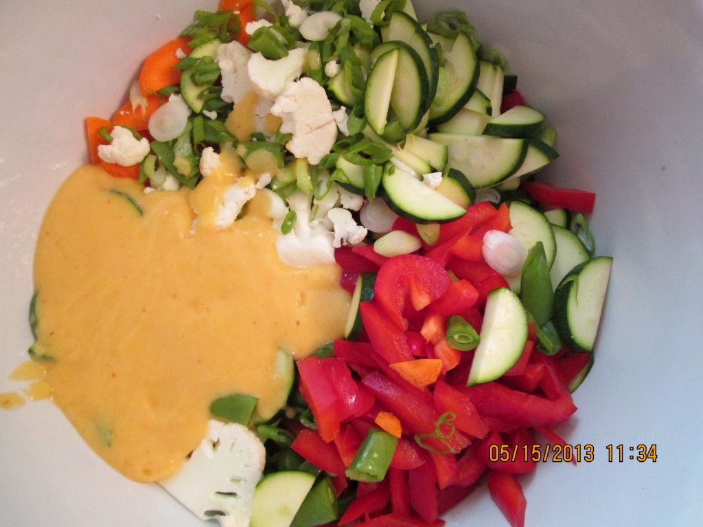 Softened Vegetables in a Spicy Mango Pineapple Sauce Recipe - vegetables. and sauce in bowl