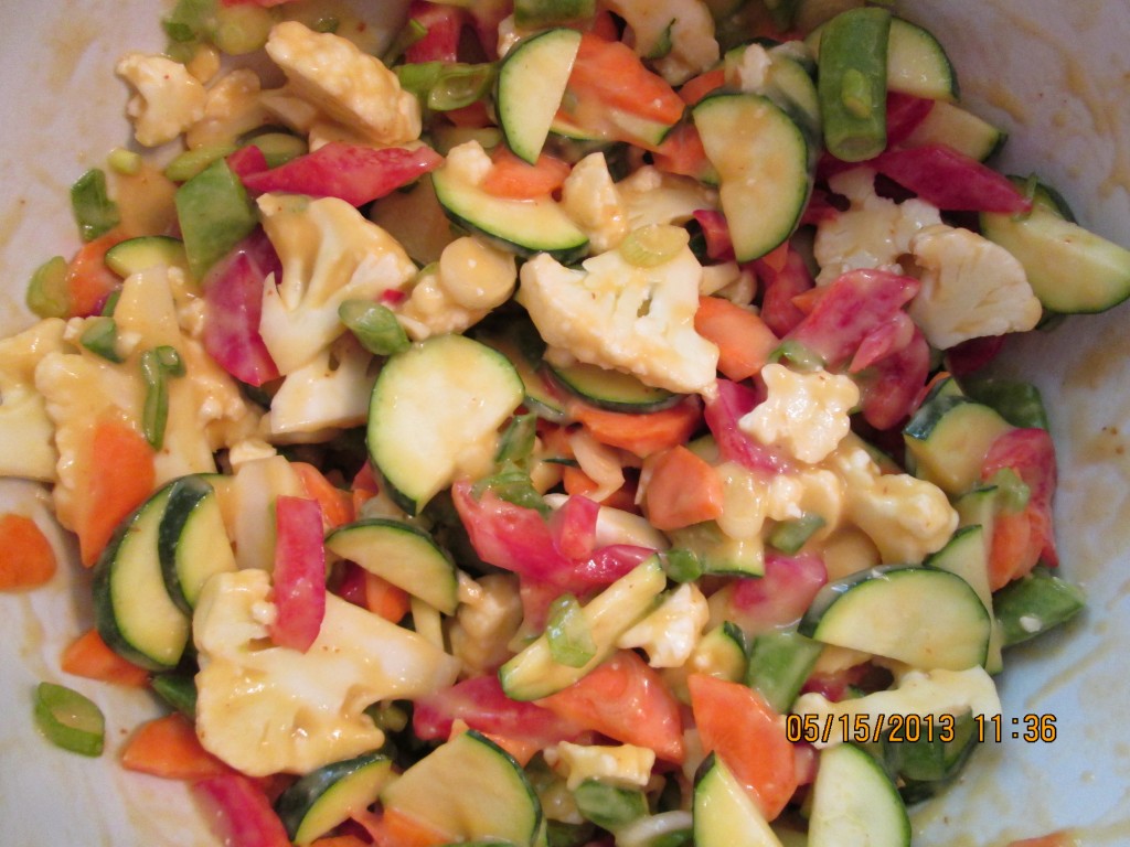 Softened Vegetables in a Spicy Mango Pineapple Sauce Recipe - vegetables. and sauce mixed