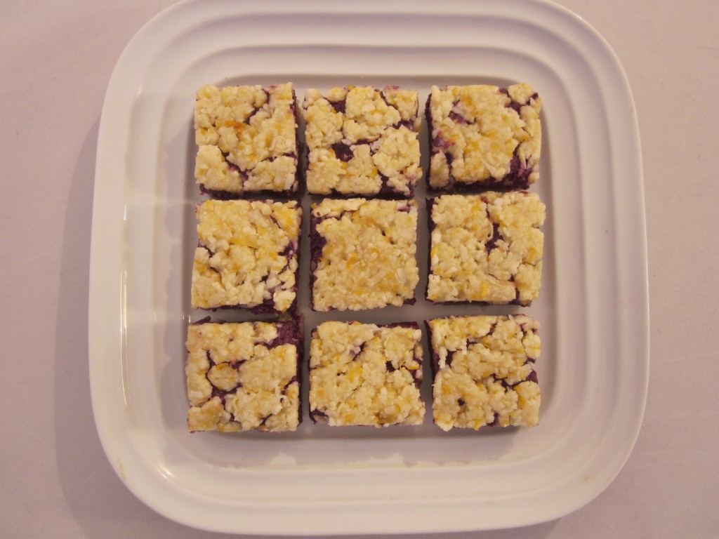 Lemon Blueberry Squares Recipe - cut into squares on plate