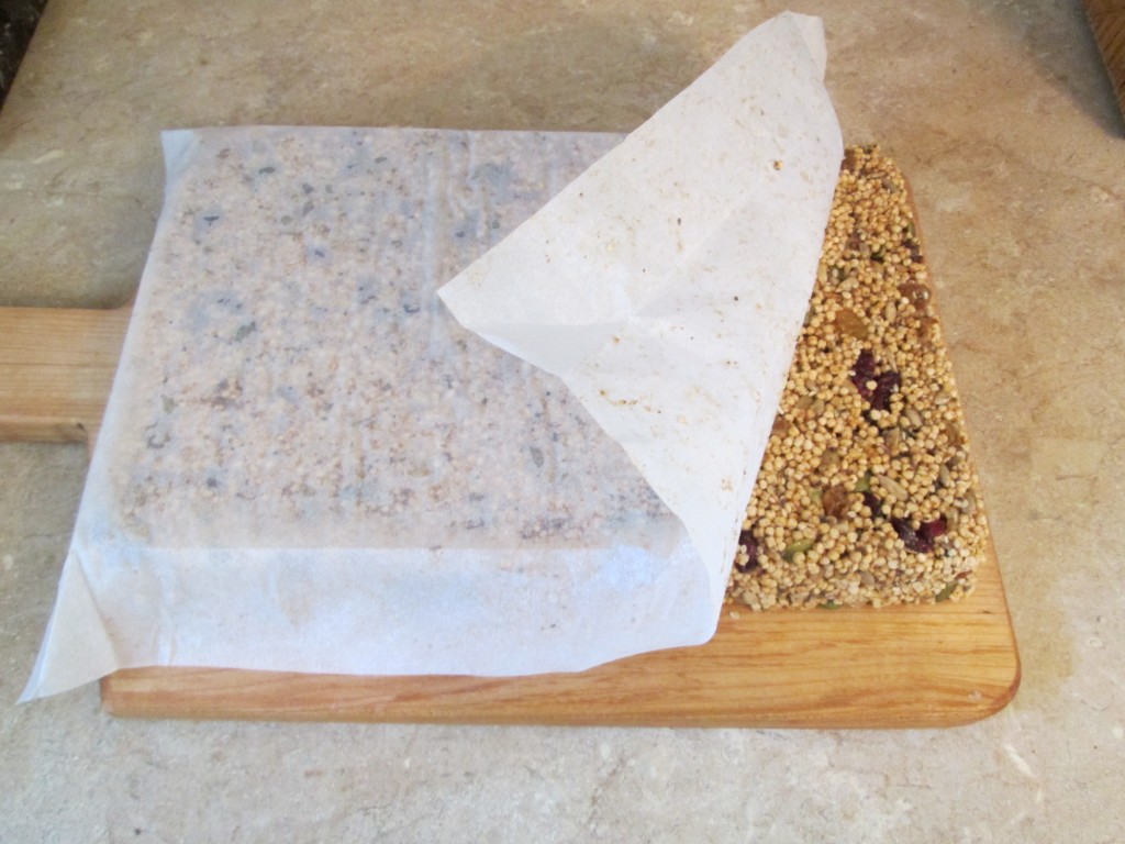 Puffed Quinoa Energy Bars Recipe - flip and remove parchment