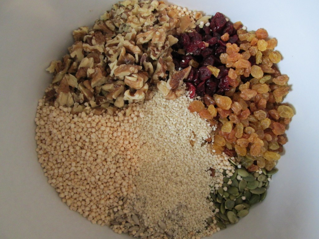 Puffed Quinoa Energy Bars Recipe - ingredients in bowl