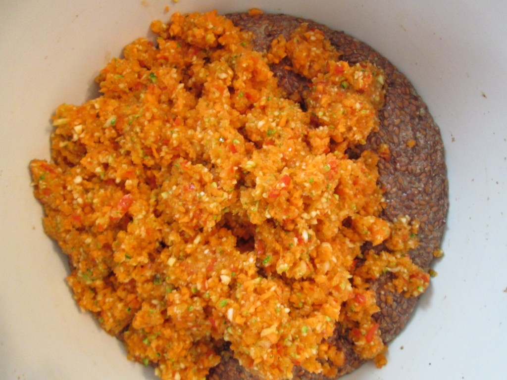 Dragon Flax Crackers Recipe - vegetables add proceesed veg to soaked flax
