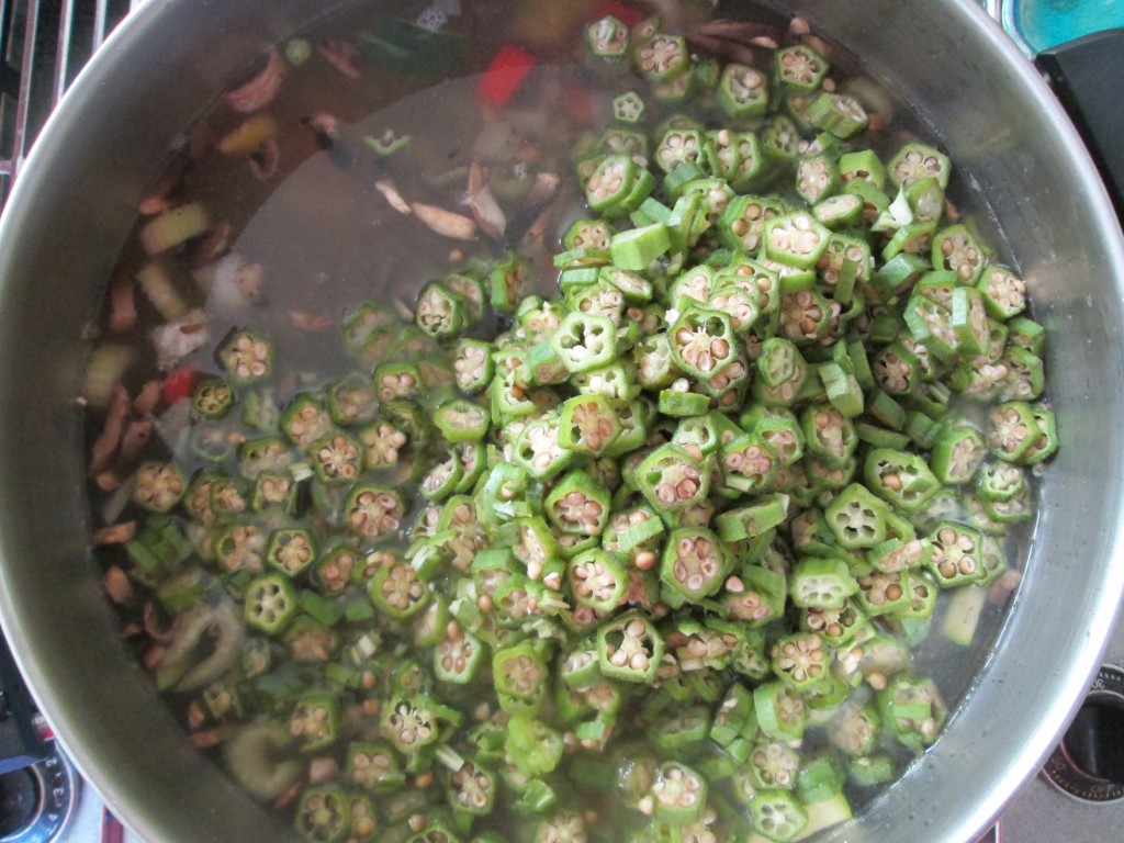Hearty Vegan Gumbo Soup Recipe - 8 veg and okra in pot