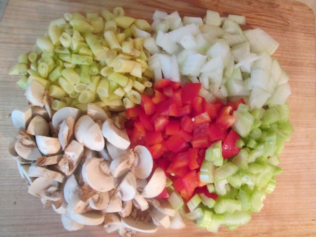 Pesto Vegetables with Black Beans and Rice  -chopped vegetables