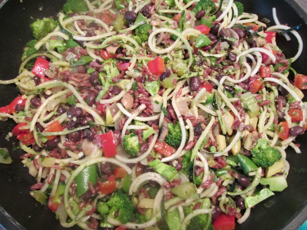 Pesto Vegetables with Black Beans and Rice - ready