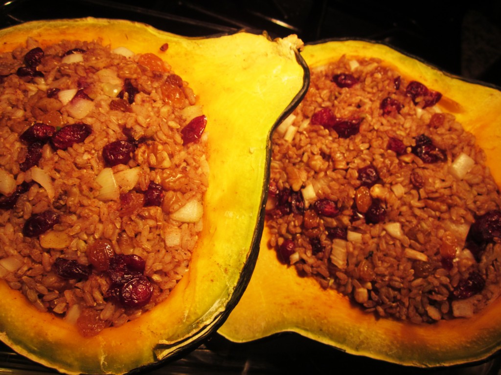 Cranberry Walnut Rice Stuffed Squash 