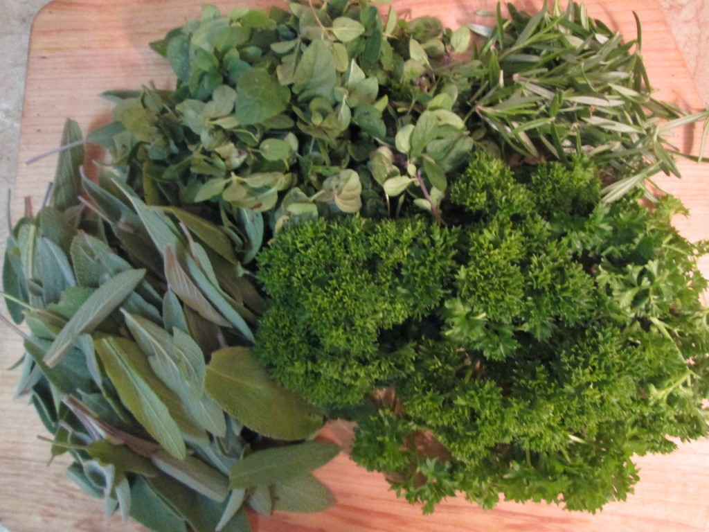 End of Season Herb Paste Recipe - destem herbs