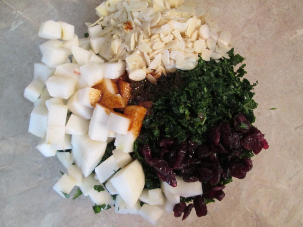 Smoked Apple and Kale Salad Recipe - 5 ingredients in bowl