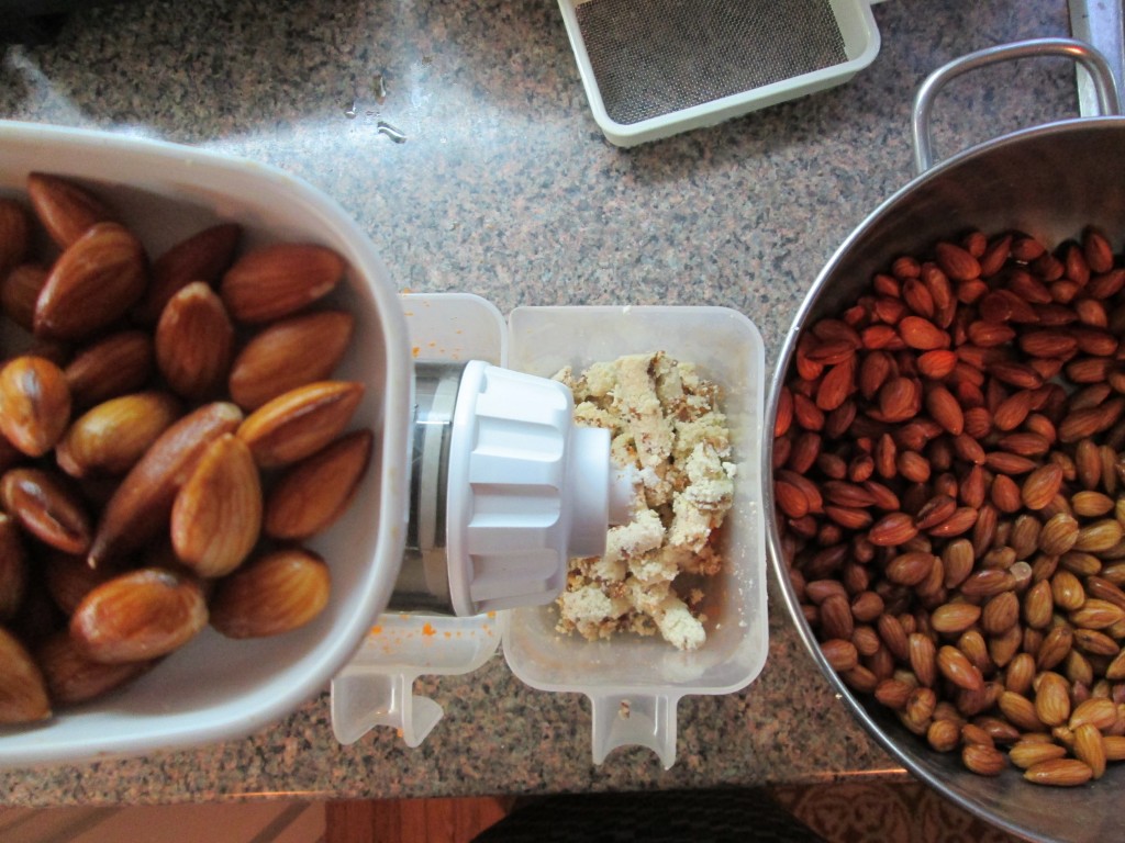 Neptune Salad - grinding almonds