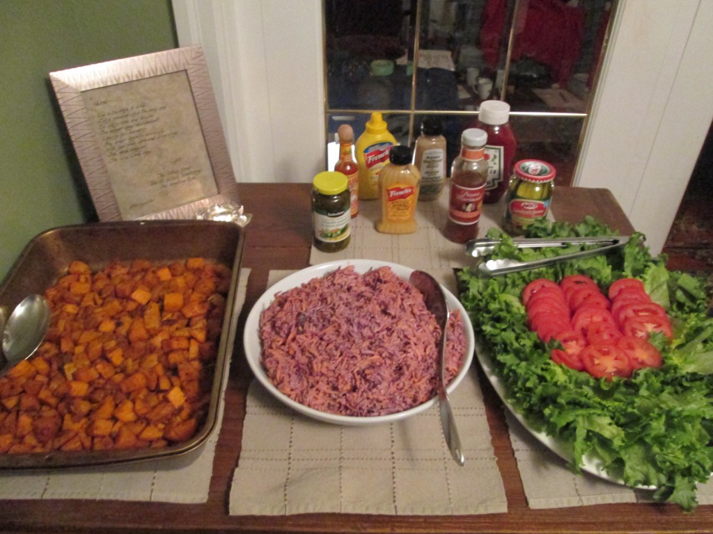 Black Bean Burgers evening table