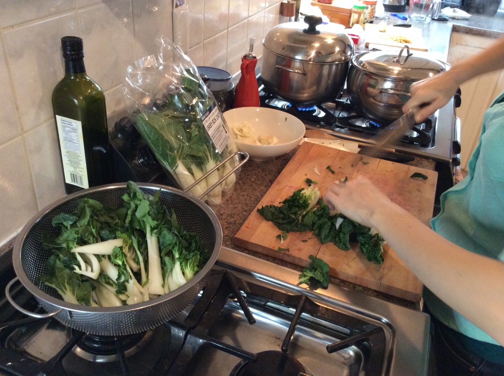 chopping veg for stir fry