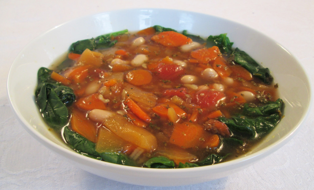 Italian Ribollita Soup Recipe with Wilted Spinach