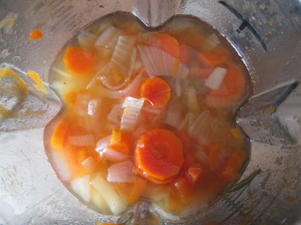 Cream of Carrot Fennel and Rosemary Soup Recipe - 2 vegetables in blender